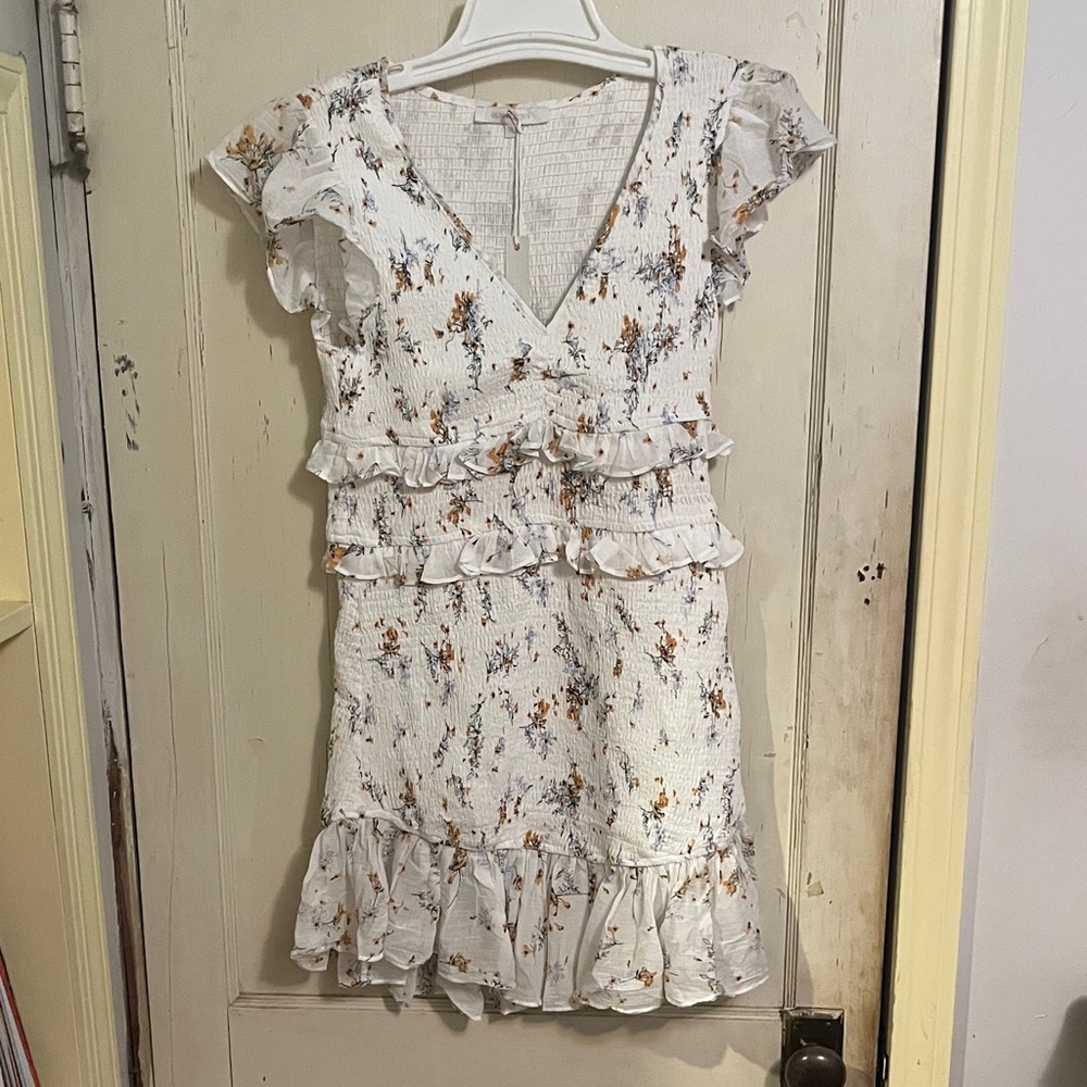 Olivaceous White Floral Mini Dress
